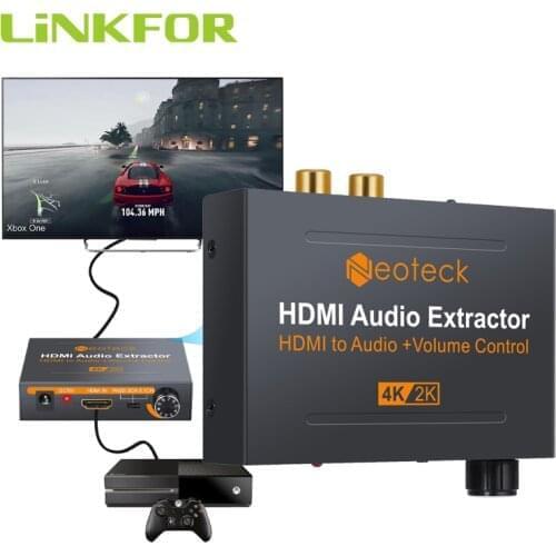 LiNKFOR HDMI Audio Extractor With 3.5mm Stereo Audio Extractor Support 4K x 2K With Volume Control For Amplifier DVD HDMI Audio