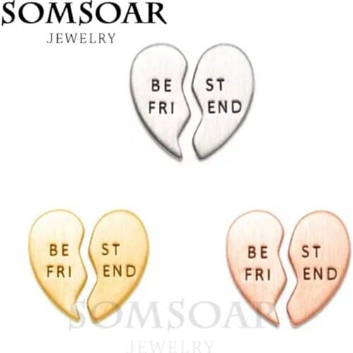 Somsoar Jewelry BFF HEART Charms fit Leather wrappable Mesh Stainless steel Bracelet Bangle 10pcs/lot