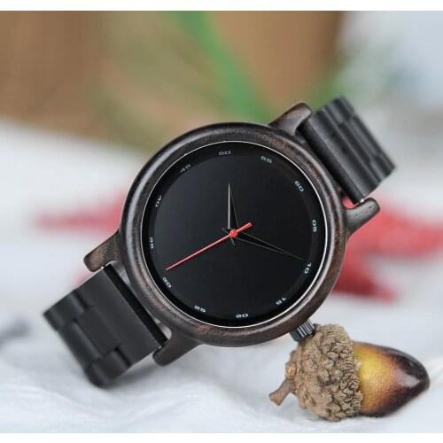 BOBO BIRD Watch Men Relogio Masculino Simple Wristwatch Ebony Wood Japanese Movement Custom Text Christmas Gift to Husband Son