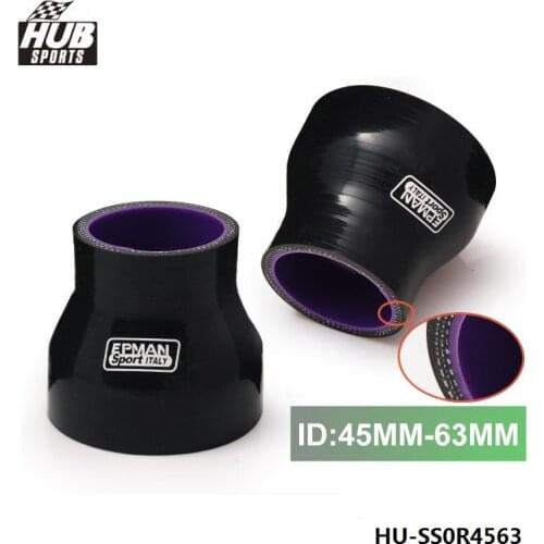Black 1.77"-2.48" 45mm-63mm Silicone Straight Reducer Hose Intercooler Silicon Turbo Black For Toyota MR2 MK2 HU-SS0R4563