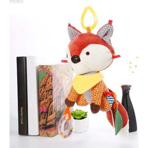 Hot Sale Baby Cute Fox Rattles Infants Animal Stroller Car Toy Clip Lathe Hanging Seats & Stroller Mobile Music Educational Toys