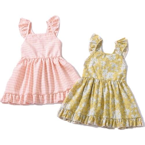 Baby Girl Clothing Toddler Girl Spring Summer Dress Baby Kids Plaid Halter Vest Dress Newborn Toddler Princess Dress 0-4 Years