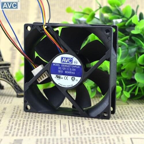 For AVC 8CM ds08025t12hp028 12V 0.30A 8025 4 PWM temperature CPU case needle quiet fan 8CM 80MM
