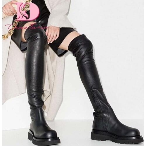 DoraTasia Brand New Female Over The Knee Boots Fashion Platform Chunky Heels Thigh High Boots Women Slim Trendy Shoes Woman