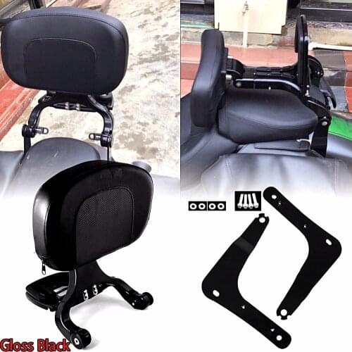Gloss Black Fixed Mount&Multi Purpose Adjustable Driver Passenger Backrest For Kawasaki Vulcan S EN 650 VN650 2015-2018