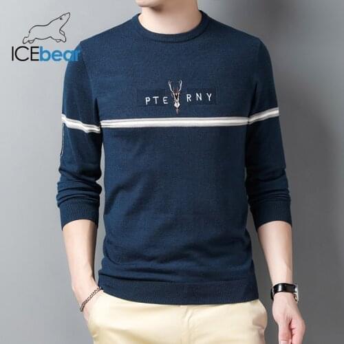 ICEbear 2021 Fall Mens Round Neck Pullover Sweater Fashion Casual Mens Clothing High Quality Mens apparel 2068