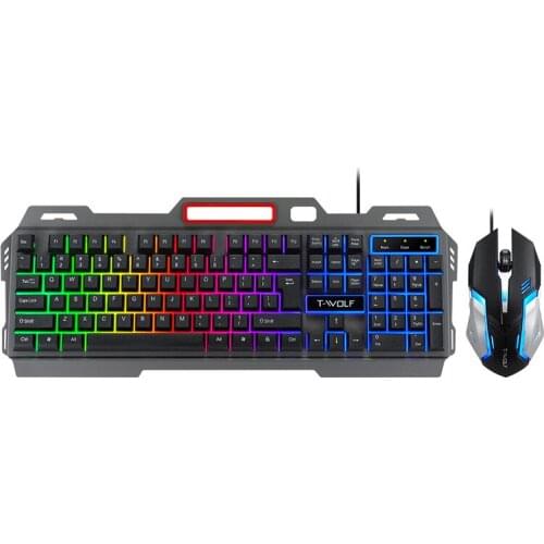 Metal Iron Plate Keyboard and Mouse Set 104 Key USB Wired for Laptop Desktop PC Notebook Computer Business Office Game Key Mice