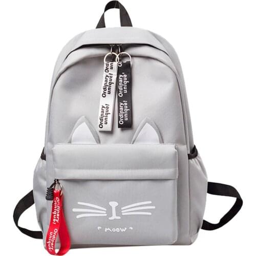 Cute Cartoon Cat Ears Backpack Girl Schoolbag for Teenage Women Back Pack Canvas School Backpack Famale Teen Bag pack