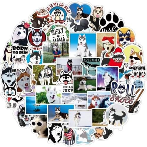 10/50pcs Cartoon Animal Husky Stickers Waterproof Cute Dog Stickers Skateboard Guitar Luggage Motorcycle Children Toy Stickers