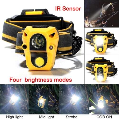 NEW Induction Mode IR Sensor Headlamp Long Light Distance 2000LM Headlamp 5W COB XPE LED Helmet Light For hiking Hunting