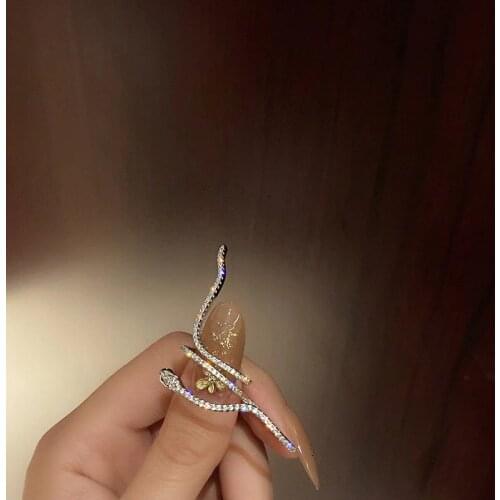 NEW STYLE Cool Snake Shape Rings for Women Adjustable Crystal Rings Weddings Party Jewelry