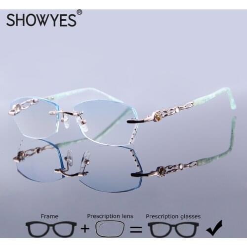 Customized Ti Rimless Prescription Glasses Women Designer Eyeglasses Girls Titanium Frameless Gold Myopia Astigmatism