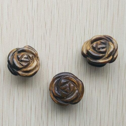 Wholesale 3pcs/lot 2018 new fashion high quality natural tiger eye stone carved rose charm pendants for jewelry marking free