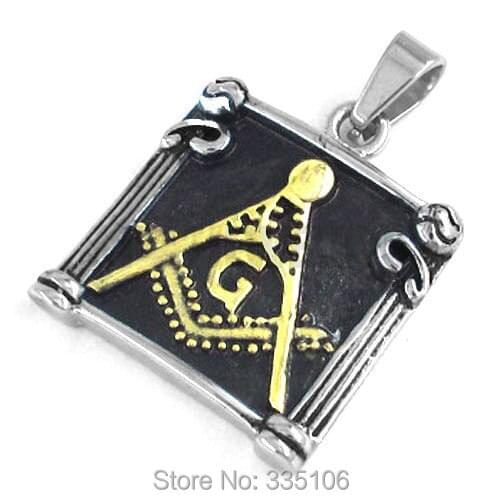 Wholesale Gold Masonic Pendant Stainless Steel Jewelry Classic Freemasonry Mason Motor Biker Mens Pendant SWP0256A