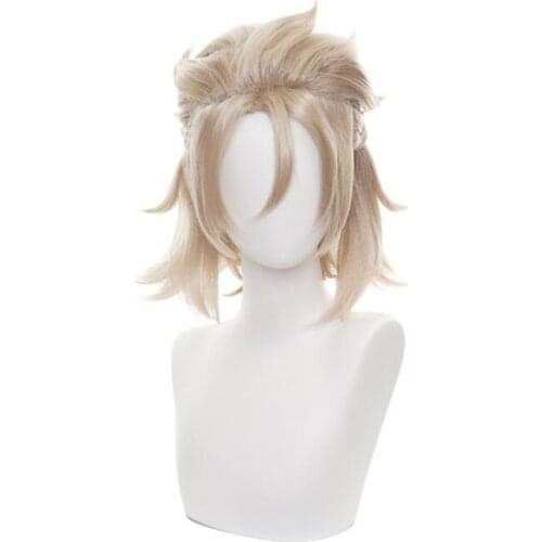 Wig Cosplay Anime Game Genshin Impact Albedo Braided Costume Heat Resistant Synthetic Hair Men Women Short Wigs