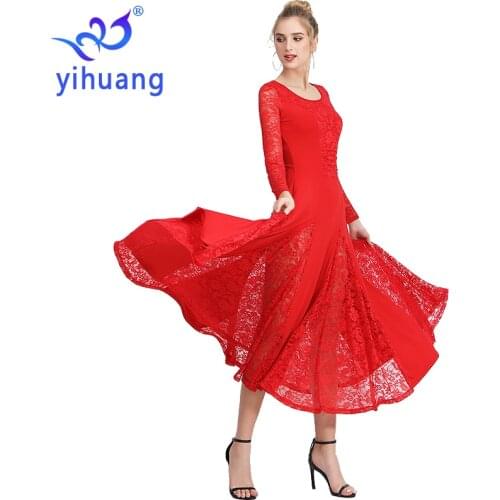 Ballroom Dance Competition Dress Ladies Modern Standard Performance Dresses Tango Women Waltz Dress Long Sleeve