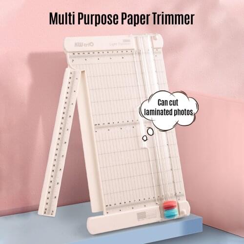 KW-trio Portable Paper Cutter 12.6 Inch Cutting Length Craft Paper Trimmer with Straight Edge Fold Line Cutter Head Side Ruler
