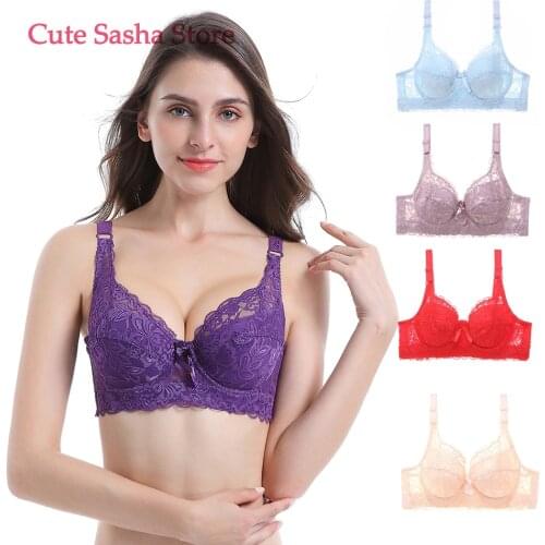 Plus Size Women’s Push Up Lace Bra Comfort Underwire Bra Lift Up Lace Full Coverage Bra 34BC-46BC
