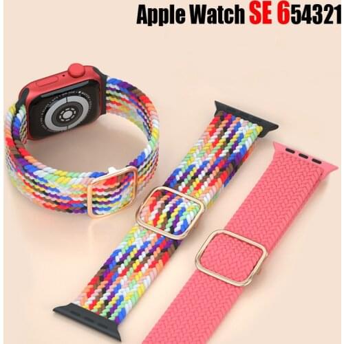 Braided Solo Loop For Apple watch band 44mm 40mm 38mm 42mm Adjustable Elastic Nylon belt bracelet iWatch series 3 4 5 se 6 strap