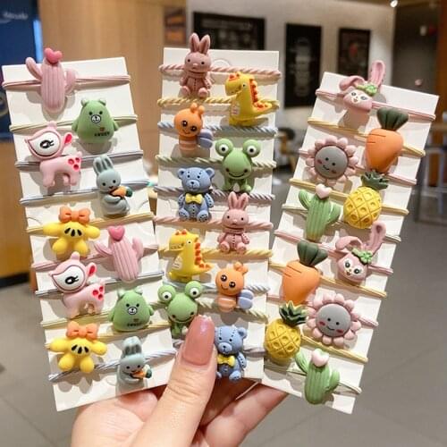 10 Pcs/set Girls Cute Floral Rabits Rubber Bands Princess Ornament Headwear Elastic Hair Bands Headbands Kids Hair Accessories