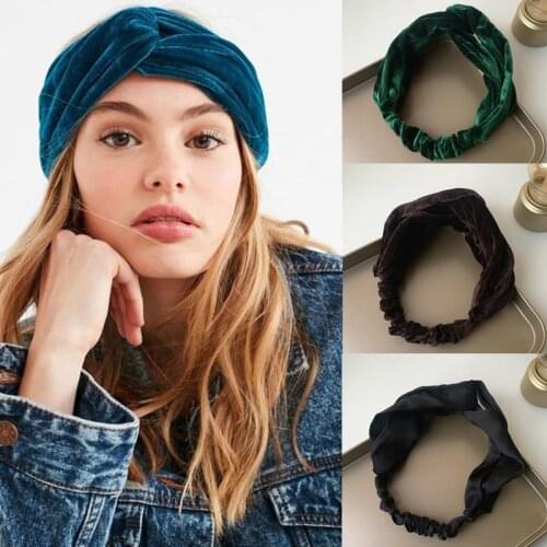 Ruoshui Woman Velvet Hairband Solid Flannel Satin Headband Hair Accessories Women Bezel Ornaments Headwear Turban