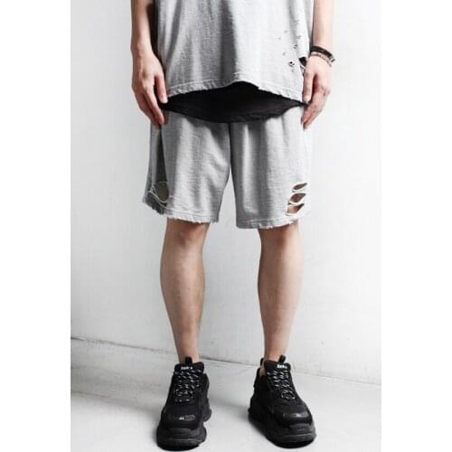 Summer mens shorts new trend hip hop casual hole washing shorts mens pants big size trendy mens pants