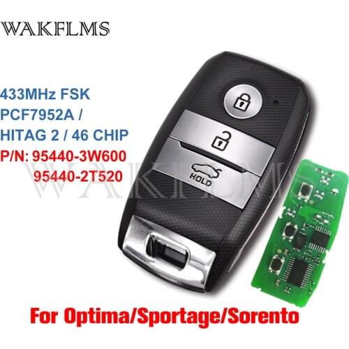 For Kia Picanto Optima Sorento Sportage Morning 2014 2015 2016 Smart Card Remote Car Key 433MHz PCF7952 95440-3W600 95440-2T520