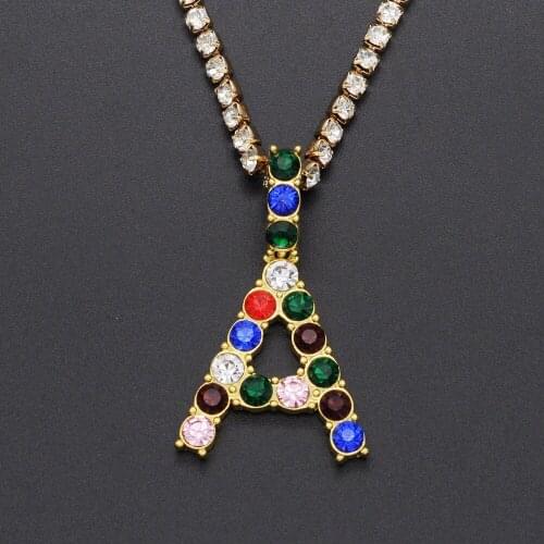 Super Bling Bling Alphabet Letter A Hip Hop Necklace Necklace Pendants Fashion Rapper Jewelry Dropshipping Wholesale