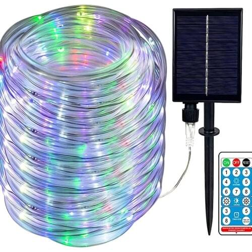 Street Garland Garden Decoration Outdoor Led Lights Solar Festoon Tube Rope String Lights 32/52M For New Year Christmas Decor