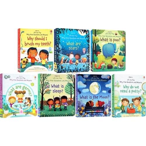 Usborne Lift The Flap Very First Questions and Answers 7 Books Collection Set (What is the Moon, What are Stars, What are Germs)