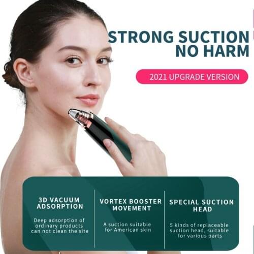 Blackhead Remover Pore Vacuum Electric Acne Comedone Whitehead Extractor Tool with 5 Probes USB Rechargeable