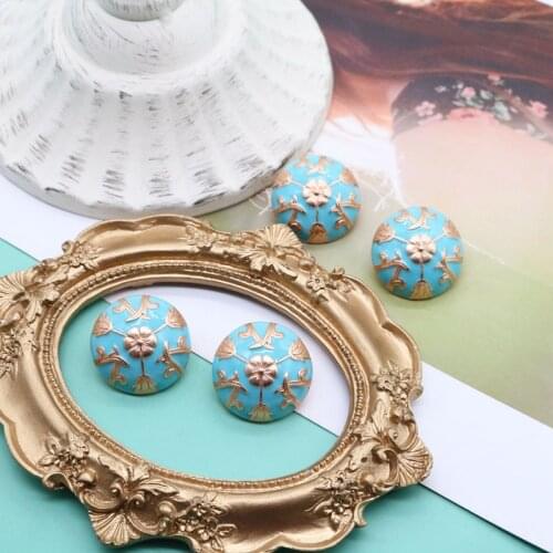 Vintage Earrings Flower Engraved, Graffiti Oil Painting Ear Jewelry