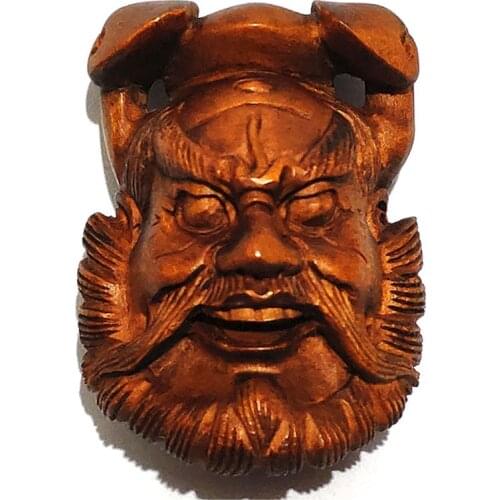Y5778 -1.6“ Hand Carved Boxwood Carving Figurine Netsuke:Zhong Kui