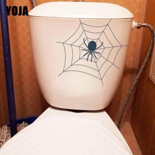 YOJA 22.5X21.1CM Cartoon Pattern Spider Funny Toilet Decal Wall Sticker Living Room Home Decor T5-1177