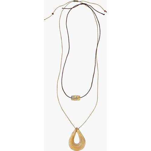 ZA Necklace 2 Pcs/Set Trendy Simple Water Drop Shape Glass Big Pendants Necklaces For Women Rope Chain Necklace Party Jewelry