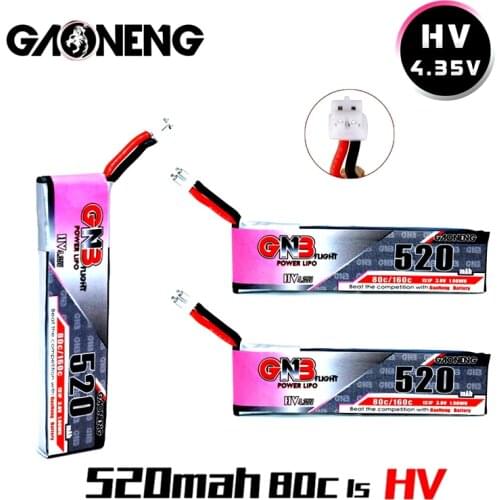 1-10Pcs GAONENG GNB 520mAh 3.8V 80C/160C 1S HV 4.35V Lipo Battery PH2.0 Plug For Emax Tinyhawk Kingkong LDARC TINY7 Drone