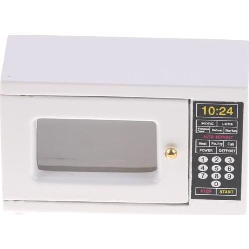 1PCS 1:12 Miniature White Microwave Oven Simulation Appliances Kids Children Pretend Play Toy Baby Girl Pink Furniture Toys Gift