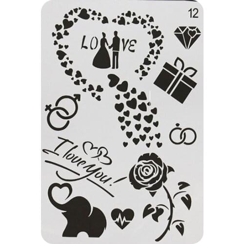1pc I Love You Stencils PET Plastic Drawing Painting Template Graffiti Ruler Bullet Journal Accessories Office School Supplies