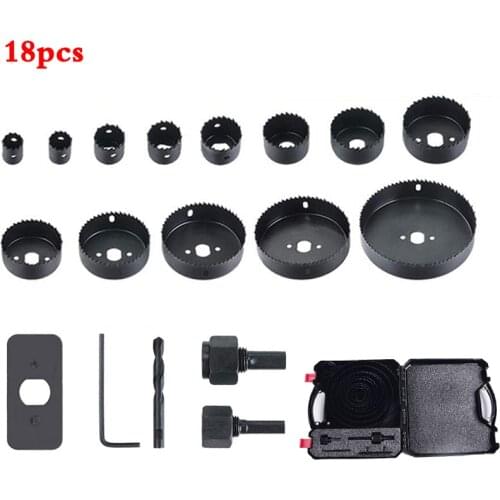 18 pcs Hole Saw Cutting Set Kit Drilling Tool Wood Metal Cutter 19-152mm Mandrels Saws Core Drill Bits Woodworking