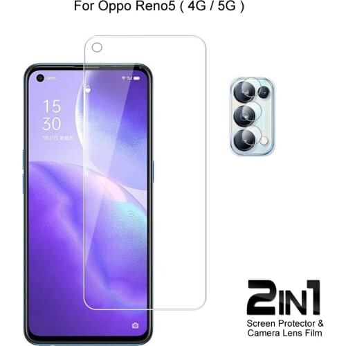 2 in 1 For Oppo Reno5 Reno 5 4G 5G Camera Lens Film & Screen Protector Guard Protective HD Tempered Glass Explosion Proof