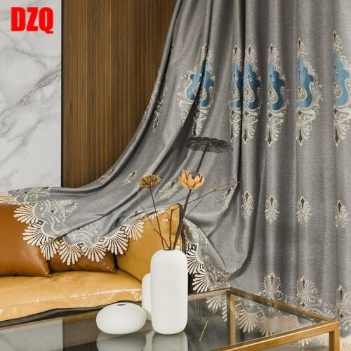 2021 New Velvet Embroidered Blackout Curtains Finished Bedroom Living Room Study European-style Curtains Hotel Curtains