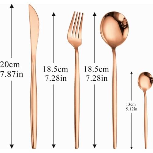 4pcs/Set Cutlery Set Portable Dinner Tableware Rose Gold Cutlery for Restaurants Chopsticks Tea Ice Spoon Dessert Forks Knives