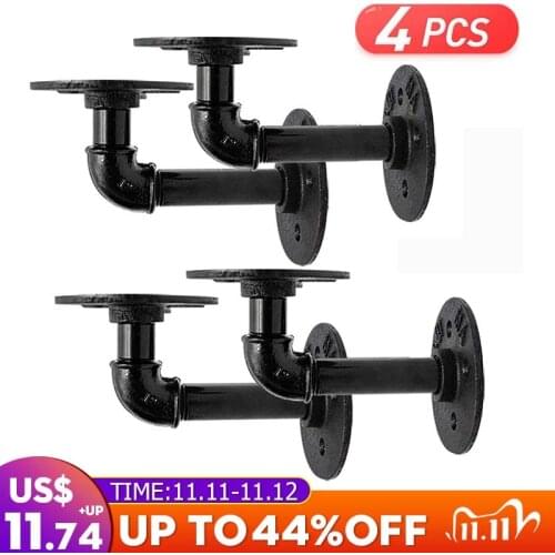 4pcs Pipe Shelf Bracket Iron Industrial Pipe Shelf Bracket Mounting Bracket Holder Storage Holders Racks Home 15X8cm