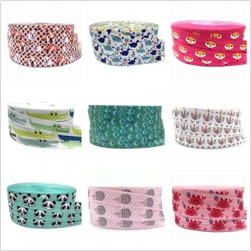 5/8'' Dinosaur&Crocodile Cute Animals Printed Fold Elastic FOE Bracelet Headband Headwear Hairband Decor Wholesale