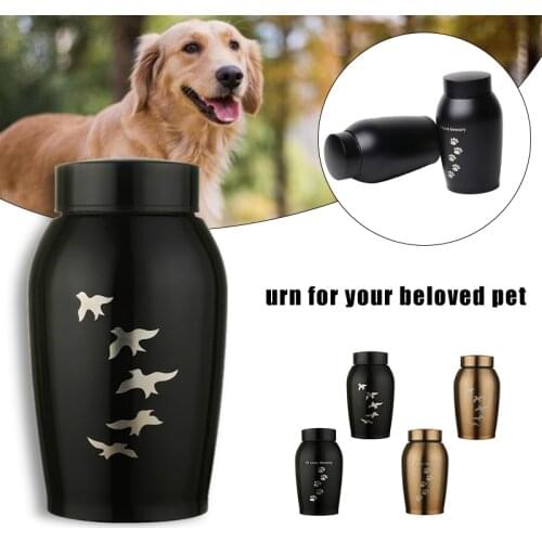 500ML Gold Black Stainless Steel Pet Urns Urns For Dogs Cat Bird Cremation Ashes Keepsake Urn