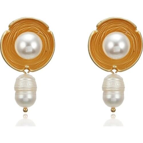 8Seasons Fashion Stud Earrings Vintage Irregular Freshwater Pearl Earrings For Women Brincos Geometric Earring DIY Jewelry,1Pair