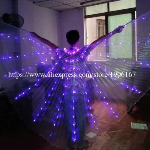 Colorful Performance Prop Women Dance Accessories Girls DJ LED Wings Light Up Wing Costume LED Luminous Butterfly Wings