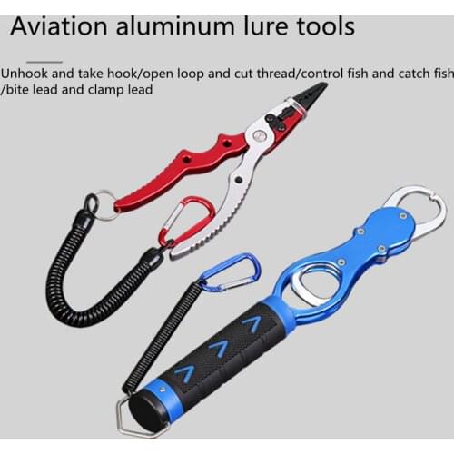 Aluminum alloy fishing pliers clip with weighing control fish luya pliers tying hooks and hooks fishing braided wire scissors