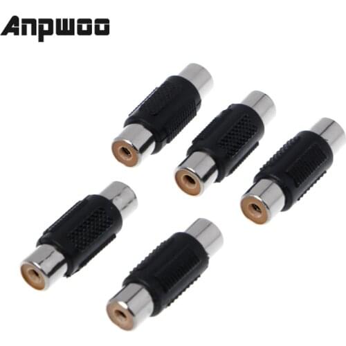 ANPWOO 5 Pcs RCA Female to RCA Female Audio Video Cable Jack Plug Adapter Connector