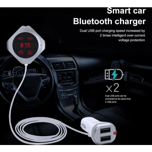 Top Quality Bluetooth Car Kit Wireless FM Transmitter Audio Receiver Handsfree Talking with 2.5A Dual USB Supports AUX TF Reader